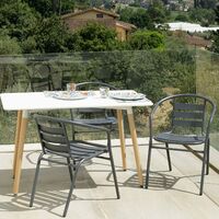 Noir chaise d'extérieur pour terrasse véranda balcon empilable piscine en métal et PVC Baroni Home Chaise de jardin 