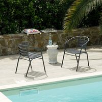 chaise d'extérieur pour terrasse Baroni Home Chaise de jardin Noir balcon véranda en métal et PVC piscine empilable 