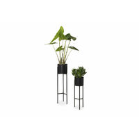 LIFA LIVING Support pour plante intérieures, Lot de 2 supports de pot de fleur intérieur design en métal noir