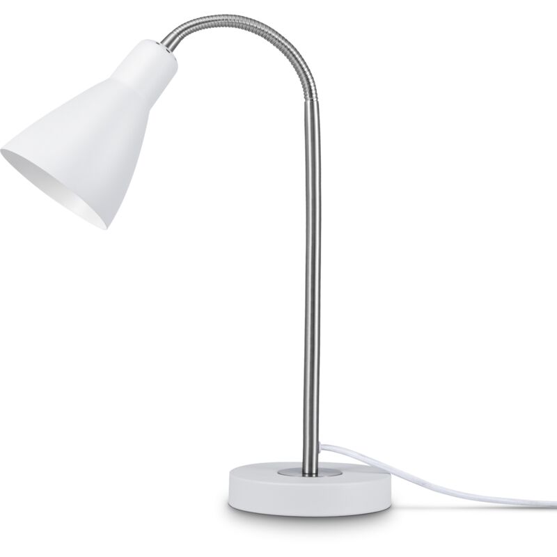 Paco Home LED Tischlampe Tischleuchte Lampe 3 - Tischleuchte Weiß, Arbeitszimmer Büro E27 Schreibtischlampe Silber Deko