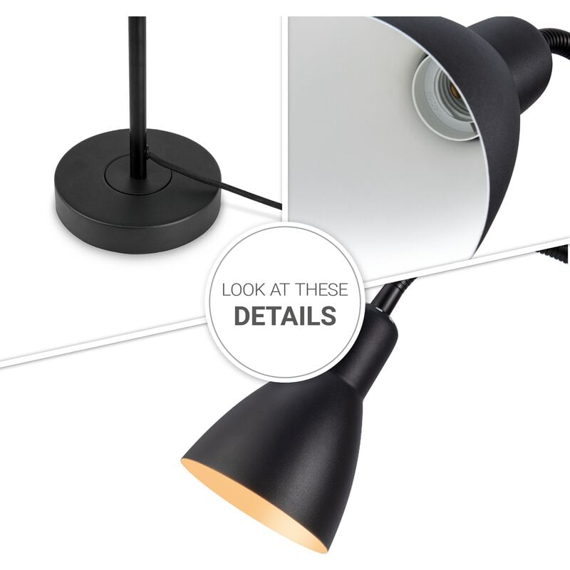 Paco Home LED Lampe Tischlampe Deko Tischleuchte Schreibtischlampe  Arbeitszimmer Büro E27 Tischleuchte - Schwarz, Schwarz 3