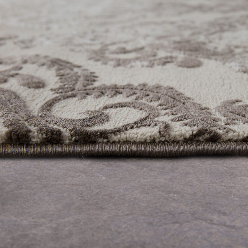 Paco Home Teppich Wohnzimmer Kurzflor Orientalisches Muster Modern 3D  Effekt Beige Creme 60x110 cm