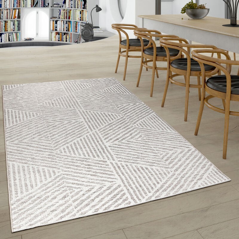 Paco Home Outdoor Teppich Muster Skandinavisch Grau Modern Streifen cm 80x150 Wetterfest Balkon Küche