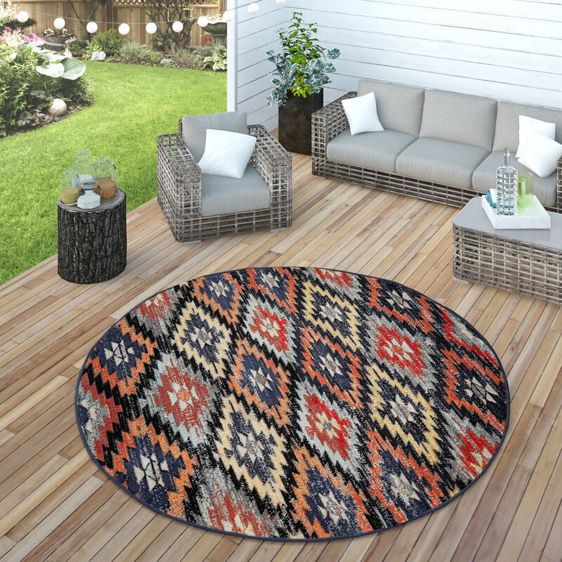 Zickzack Outdoor & Terrassen Teppich Muster Modern 60x100 Bunt cm In- Home Paco Teppich