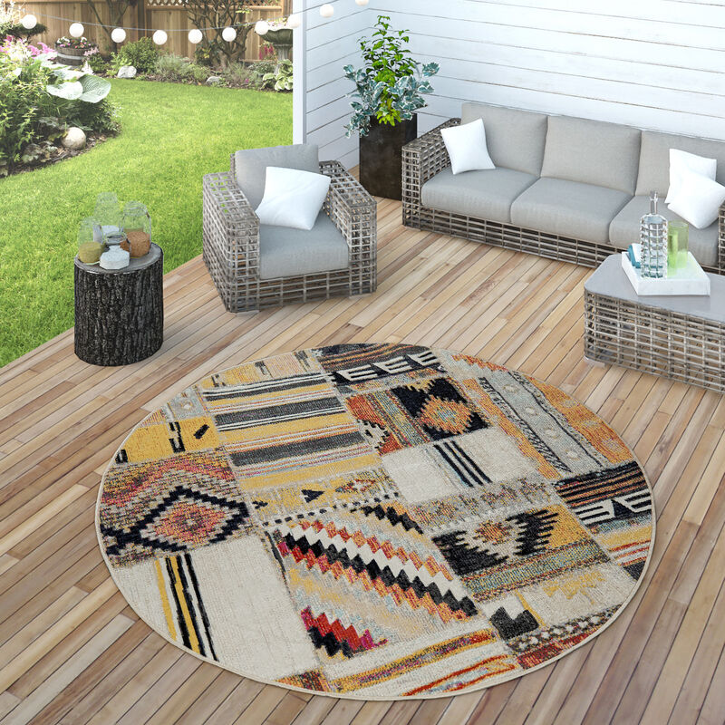 Paco Home In- & Outdoor Teppich Modern Ethno Muster Terrassen Teppich Bunt  60x100 cm