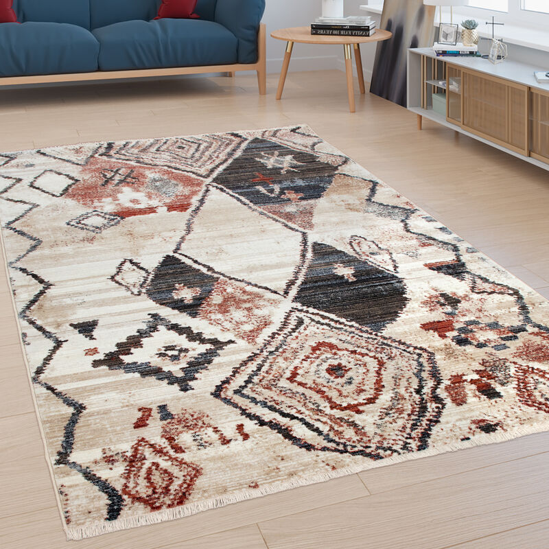 Paco Home Designer-Teppich, Kurzflor Für Wohnzimmer, Modernes  Rauten-Design, In Bunt 80x150 cm