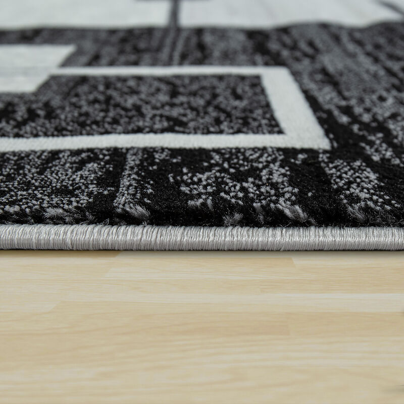 Paco Home Edler Designer Teppich Kariert Kurzflor in Grau Creme Schwarz  Meliert 80x150 cm