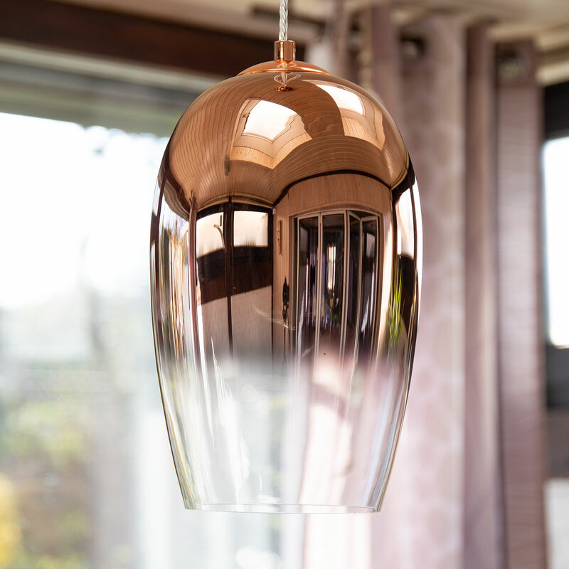 Glas Wohnzimmer ohne Kupfer Höhenverstellbar Home Esszimmer Paco Deckenlampe Leuchtmittel, Pendelleuchte E27
