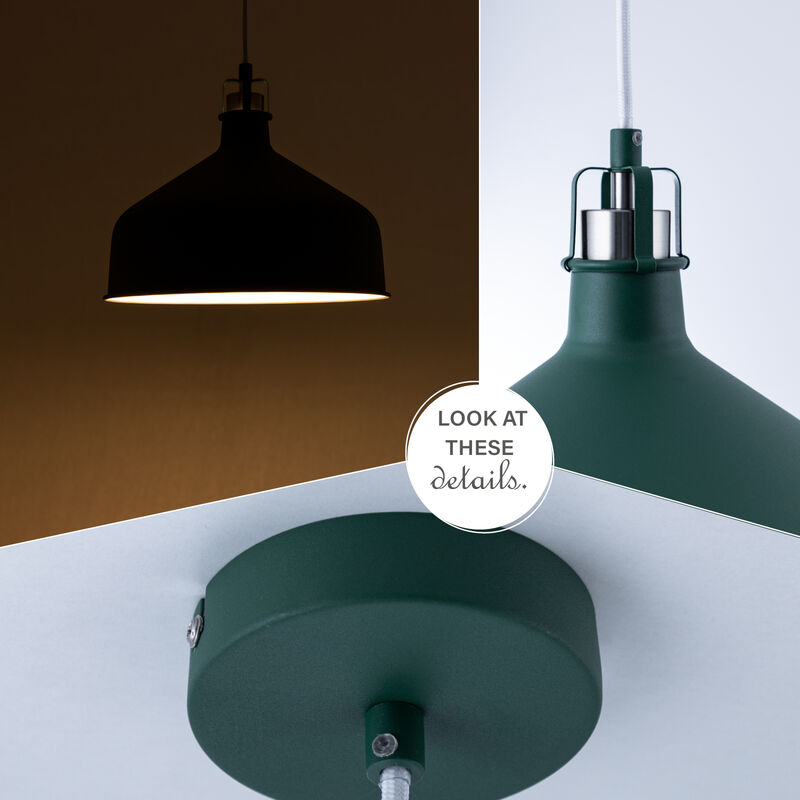 Paco Home Pendelleuchte Küchenlampe Esszimmer Leuchtmittel, Industrial Grün-Weiß-Metall-gebürstet ohne Hängelampe Hängend Esstischlampe