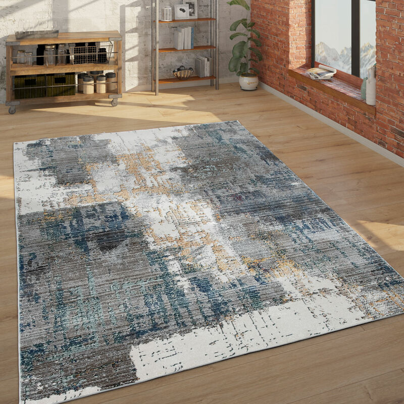 Teppich Wohnzimmer Kurzflor Abstraktes Natur Muster Mit Farbverlauf Beige Braun 