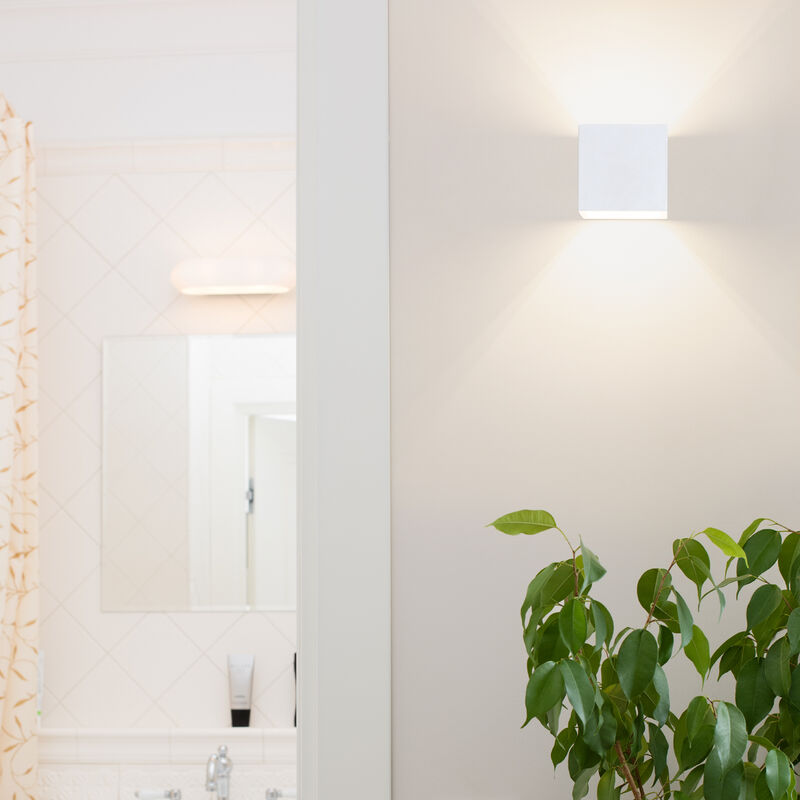 Leuchtmittel, Licht Innen Indirektes Übersteichbar Effekt Würfel ohne Flur Gips-Weiß Paco Wandleuchte G9 Wandlampe Home Down Lampe Up