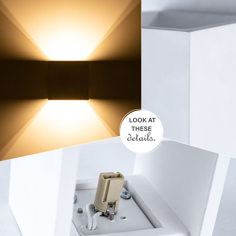 Paco Home Wandleuchte Innen Wandlampe Flur Würfel Lampe Indirektes Licht Up  Down Effekt G9 ohne Leuchtmittel, Gips-Weiß Übersteichbar