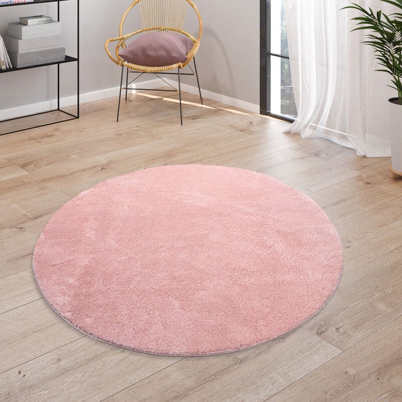 Paco Home Teppich, Kurzflor-Teppich Für Waschbar, 80 cm Super Wohnzimmer, Soft, Weich, Rund In Rosa