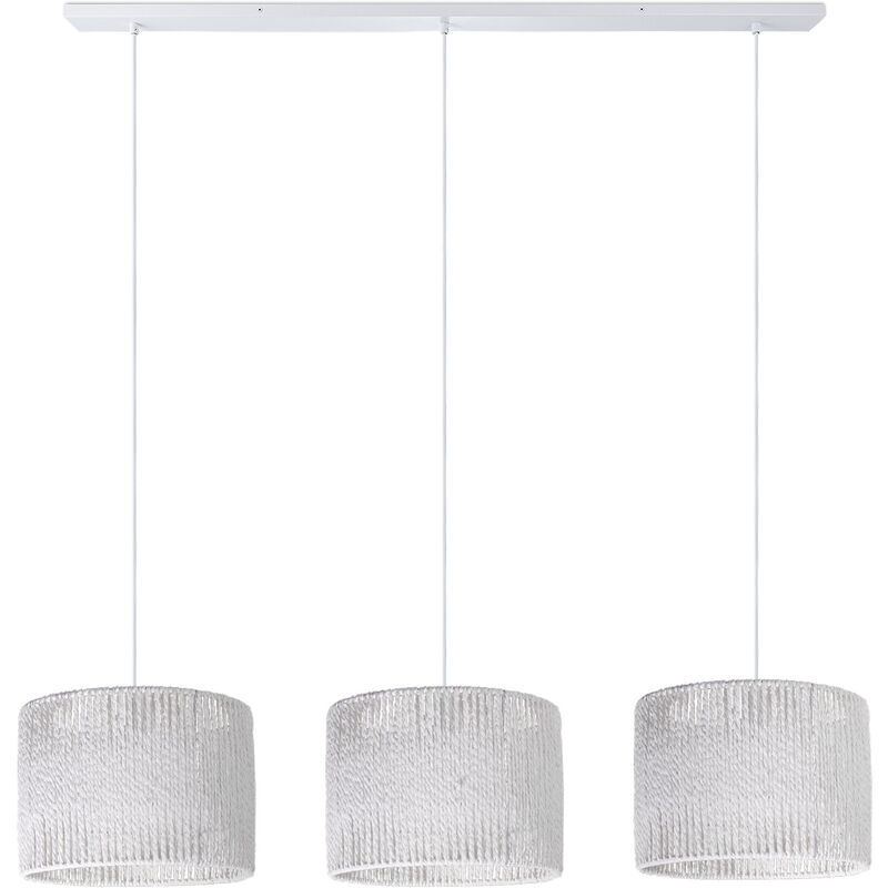 Pendelleuchte Weiß, Home Boho - Esszimmer Lampe Pendelleuchte E27 Weiß (Ø27cm) Esstisch Hängelampe Korb Rattan Paco