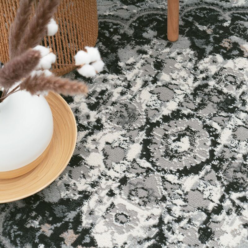 Bordüre Wohnzimmer Teppich Home Muster Kurzflor Paco Orient Vintage Grau cm 60x100 Schwarz Ornamente