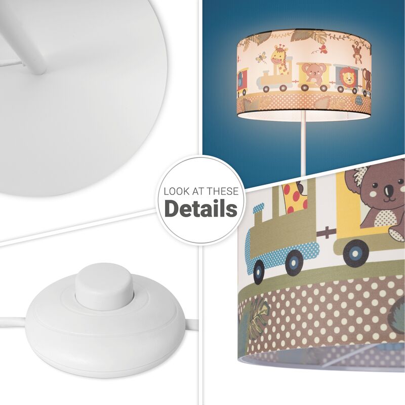 Paco Home Kinderzimmer Kinderlampe Stehlampe Stoff MÃ¤dchen Junge Tiere  Dschungel LÃ¶we Design 2 (Ø38 cm), Stehleuchte Einbein - Weiß