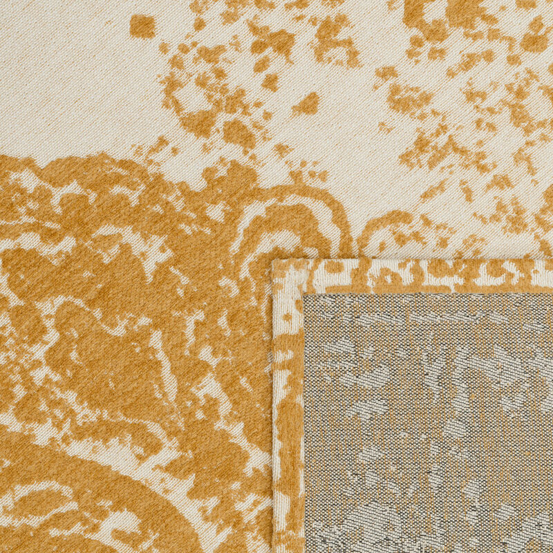 Paco Home Teppich Wohnzimmer Kurzflor Ornamente Orientalisches Deko Muster Vintage cm, 80x150 Moderne Weiß-Gelb