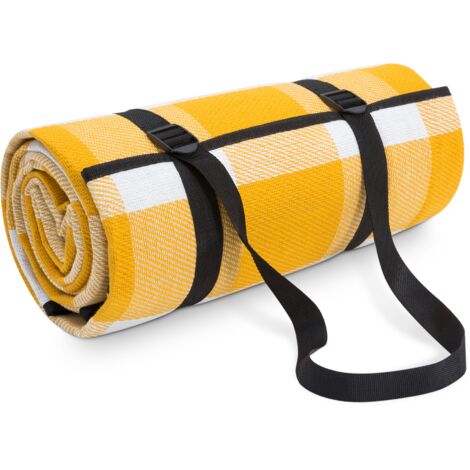 Paco Home Picknickdecke Campingdecke XXL Strand Picknickdecke Wasserdicht Mit Tragegriff Gelb 2, 200x200cm