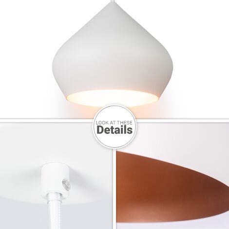 Paco Home Pendelleuchte Esszimmer Hängelampe cm) - Industriell Pendelleuchte Küchenlampe Kupfer Modern Esstischlampe (Ø38 Weiß