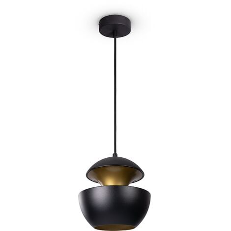 Paco Home Pendelleuchte (Ø20 Hängelampe Schwarz, Modern cm) Industriell - Pendelleuchte Esstischlampe Esszimmer Messing Küchenlampe