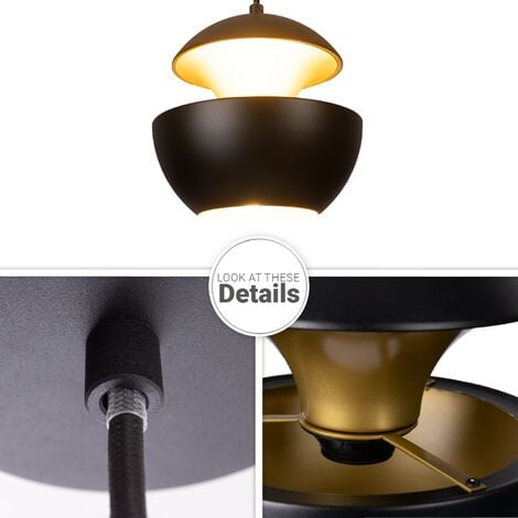 Industriell Pendelleuchte Home Pendelleuchte - Schwarz, Messing Hängelampe cm) Esszimmer Esstischlampe (Ø20 Modern Küchenlampe Paco
