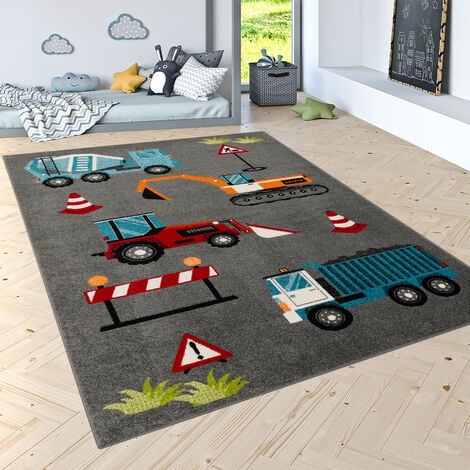 Straßenteppich. beige grau Spielteppich Kinder Teppich Autos