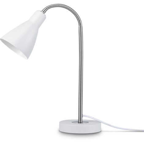 Schreibtischlampe Arbeitszimmer Home - Deko LED 3 Tischleuchte E27 Silber Tischleuchte Weiß, Lampe Tischlampe Paco Büro