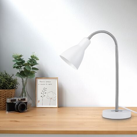 Paco Home LED Lampe Tischlampe Deko Tischleuchte Schreibtischlampe  Arbeitszimmer Büro E27 Tischleuchte - Weiß, Silber 3