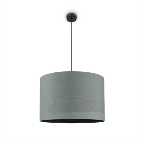 Paco Home LED Stehleuchte Tischleuchte Pendelleuchte Wohnzimmer Schlafzimmer Esszimmer E27 Grau Schwarz (Ø38cm), Pendelleuchte 1-Flammig (1/4)
