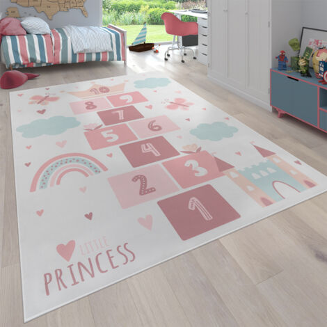 Paco Home Kinderteppich 140x200cm - Rutschfeste Krabbelmatte Creme