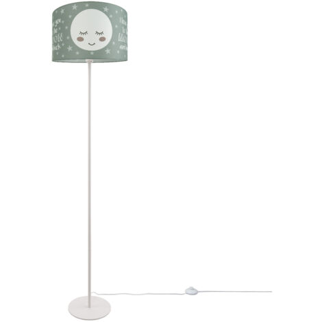 Paco Home Kinderlampe Stehlampe Kinderzimmer Lampe Mit Mond-Motiv Deko Stehleuchte E27 Einbeinig Weiß + Leuchtmittel, Grau (Ø38 cm)