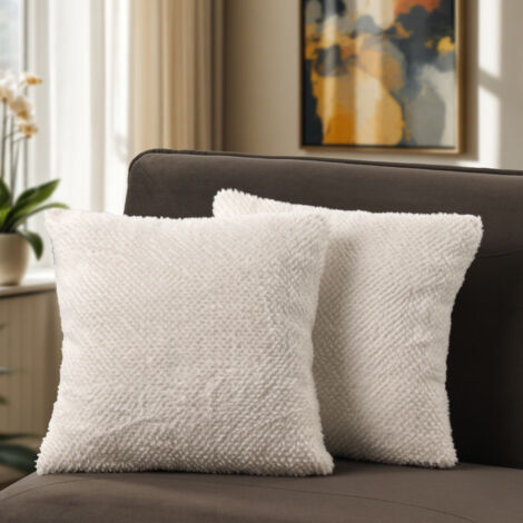 Paco Home Kissenbezug 2er Set Deko Wohnzimmer Sofakissen Bezug Couchkissen Kissenhülle 2pcs-Set, Creme