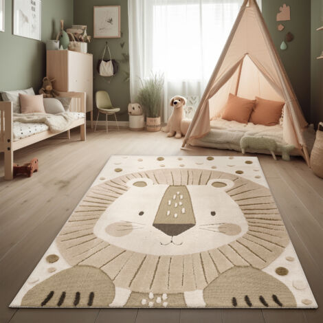 Paco Home Moderner Kinderteppich Spielteppich weicher Flor 3D-Effekt Kinderzimmer Beige Creme Charcoal 80x150 cm
