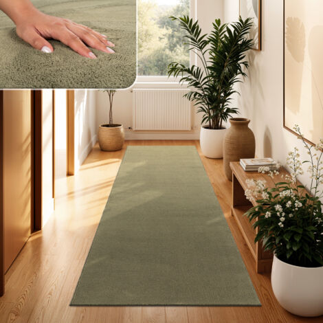 Paco Home Moderner Wohnzimmer Teppich Kurzflor Waschbar Weich Einfarbig Felloptik Anti-Rutsch 80x150 cm, Hellgrün