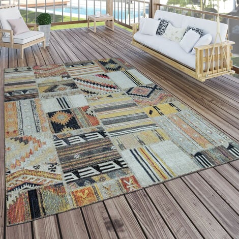 In- und Outdoor Teppich Terrassen & Balkon Küche Teppich Bordüre  Beige,80x150 cm | Kurzflor-Teppiche