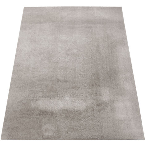 Paco Home Moderne Badematte Badezimmer Teppich Shaggy Kuschelig Weich Einfarbig Grau 40x55 cm
