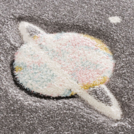 Paco Home Kinder-Teppich, Spiel-Teppich Für Kinderzimmer Mit Planeten Und Sternen, In Grau 160x230 cm