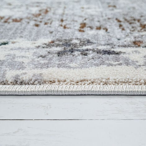 Paco Home Teppich Wohnzimmer Kurzflor Vintage Muster Abstrak Farbverlauf Modern Grau Creme 80x150 cm