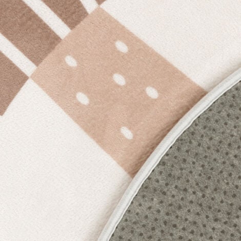 Paco Home Kinderteppich Teppich Rund Kinderzimmer Spielmatte Rutschfest Löwen Beige 80 cm Rund