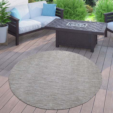 Paco Home Runder In- & Outdoor-Teppich, Flachgewebe Mit Sisal-Look  Skandi-Design, In Beige Ø 120 cm Rund | Kurzflor-Teppiche