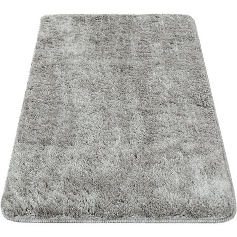 Paco Home Moderner Badezimmer Teppich Einfarbig Microfaser Kuschelig Gemütlich In Grau 40x55 cm