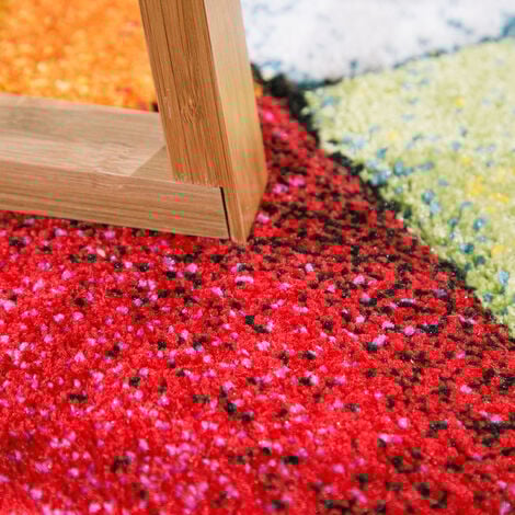 Paco Home Kurzflor Wohnzimmer Teppich Bunt Karo Design Vierecke Mehrfarbig Farbenfroh 120x170 cm