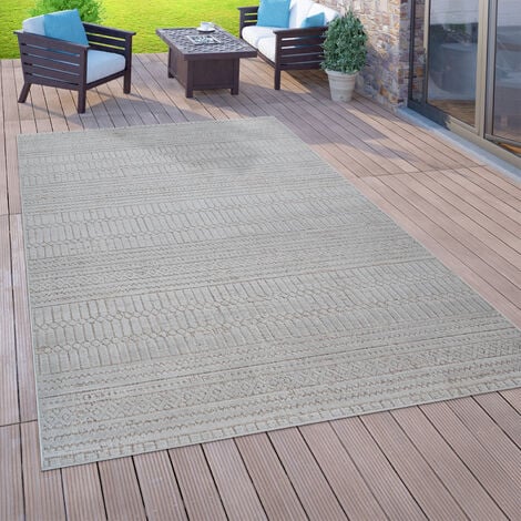 In & Outdoor Teppich Flachgewebe Beige - Ottawa cm Barock 80x150