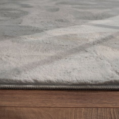 Paco Home Teppich Wohnzimmer Kunstfell Shaggy Hochflor Waschbar In Waschmaschine Soft Uni Grau 60x90 cm
