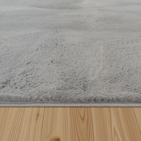 Paco Home Teppich Wohnzimmer Kunstfell Shaggy Hochflor Waschbar In Waschmaschine Soft Uni Grau 60x90 cm