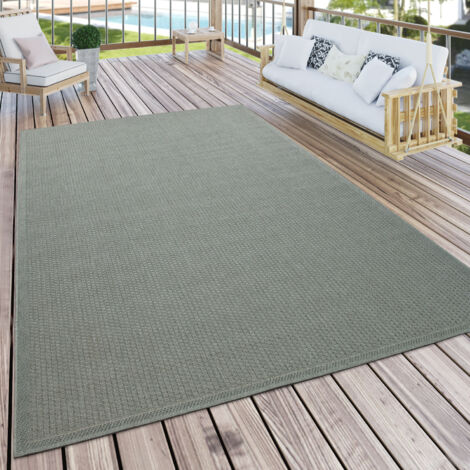 Paco Home Outdoor Teppich wetterfest Garten & Terrasse flachgewebt Uni Sisaloptik robust 120x160 cm