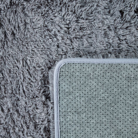 Paco Home Hochflor Teppich Wohnzimmer Fellteppich Kunstfell Flauschig Rutschfest Grau 60x100 cm