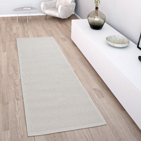 Paco Home Outdoor Teppich wetterfest Garten & Terrasse flachgewebt Uni Sisaloptik robust 120x160 cm, Elfenbein