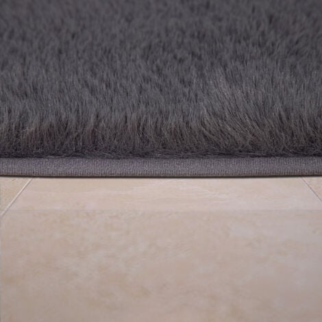 Paco Home Badezimmerteppich Badematte Badteppich Rutschfest Flauschig Waschbar Einfarbig 80x150 cm, Anthrazit