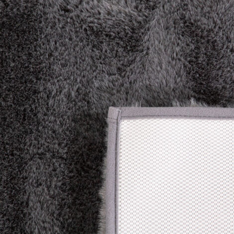 Paco Home Badezimmerteppich Badematte Badteppich Rutschfest Flauschig Waschbar Einfarbig 80x150 cm, Anthrazit